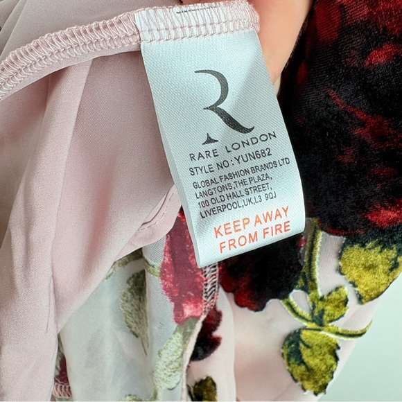 Rare London Pink Rose Devore Lace-Up Midi Dress Formal Wedding Prom Party Sz 2 - Picture 9 of 11